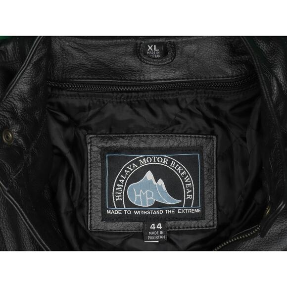 Himalaya Motor Bikewear Black Motorcycle Biker Vented Heavy Leather Jacket XL - Picture 10 of 12